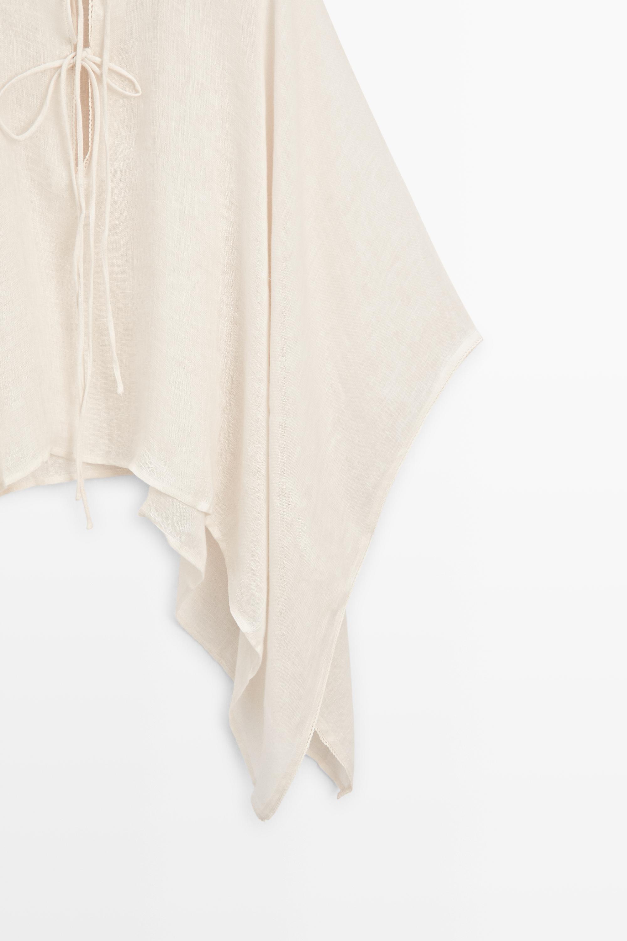 100% linen stand collar cape